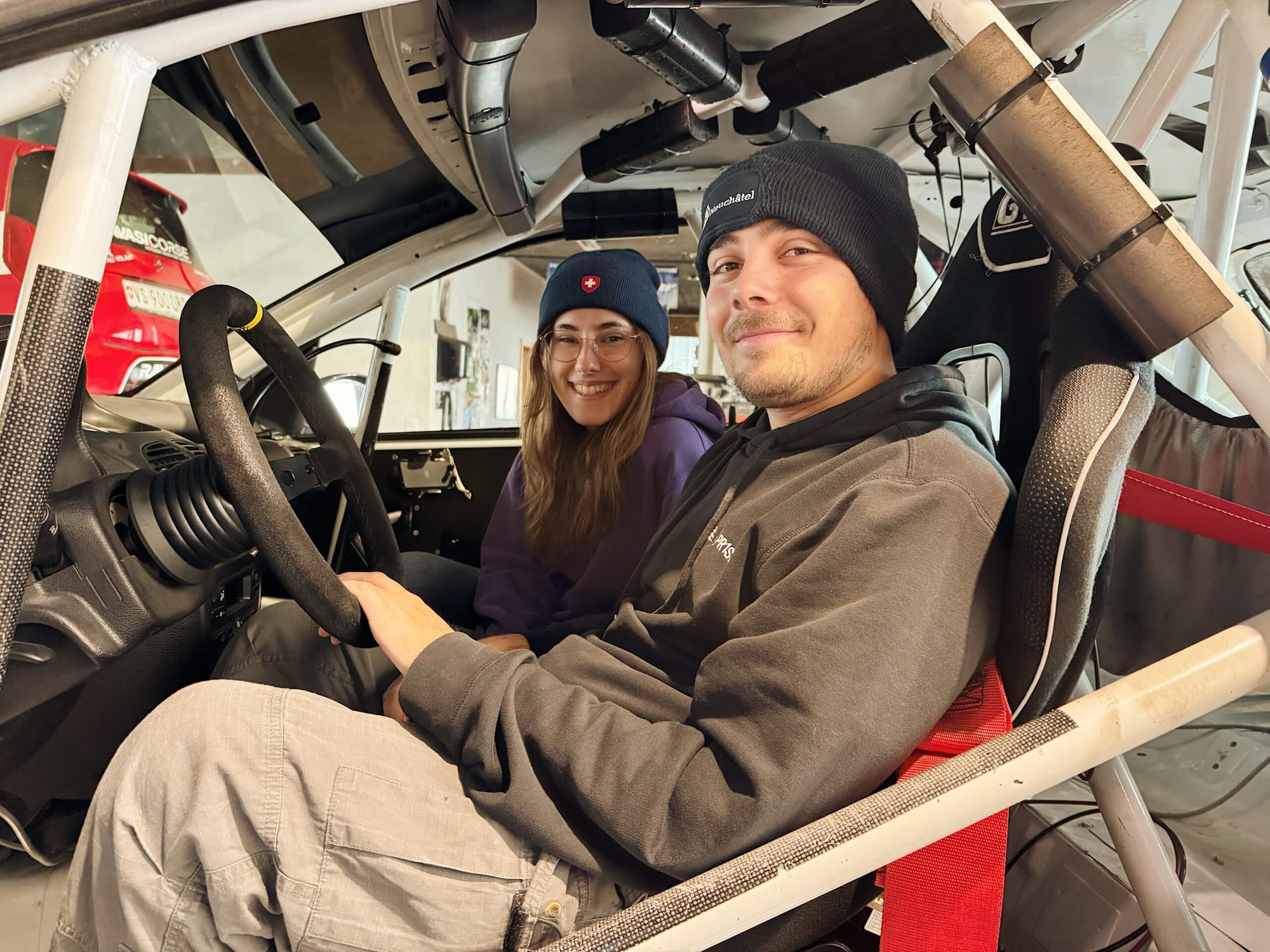 Fabian and Hannah in the Peugeot